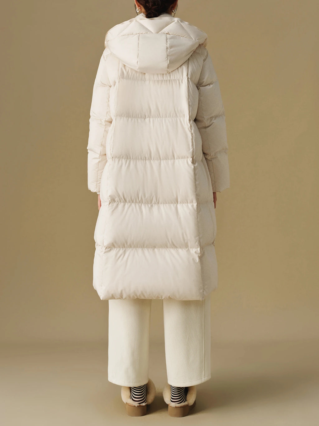 DUSHU Plus Size 239-268G Filling Amount Women's Long Beige Down Jacket 2024 Winter New Warm Cold Resistant Down Jacket 24DS84077