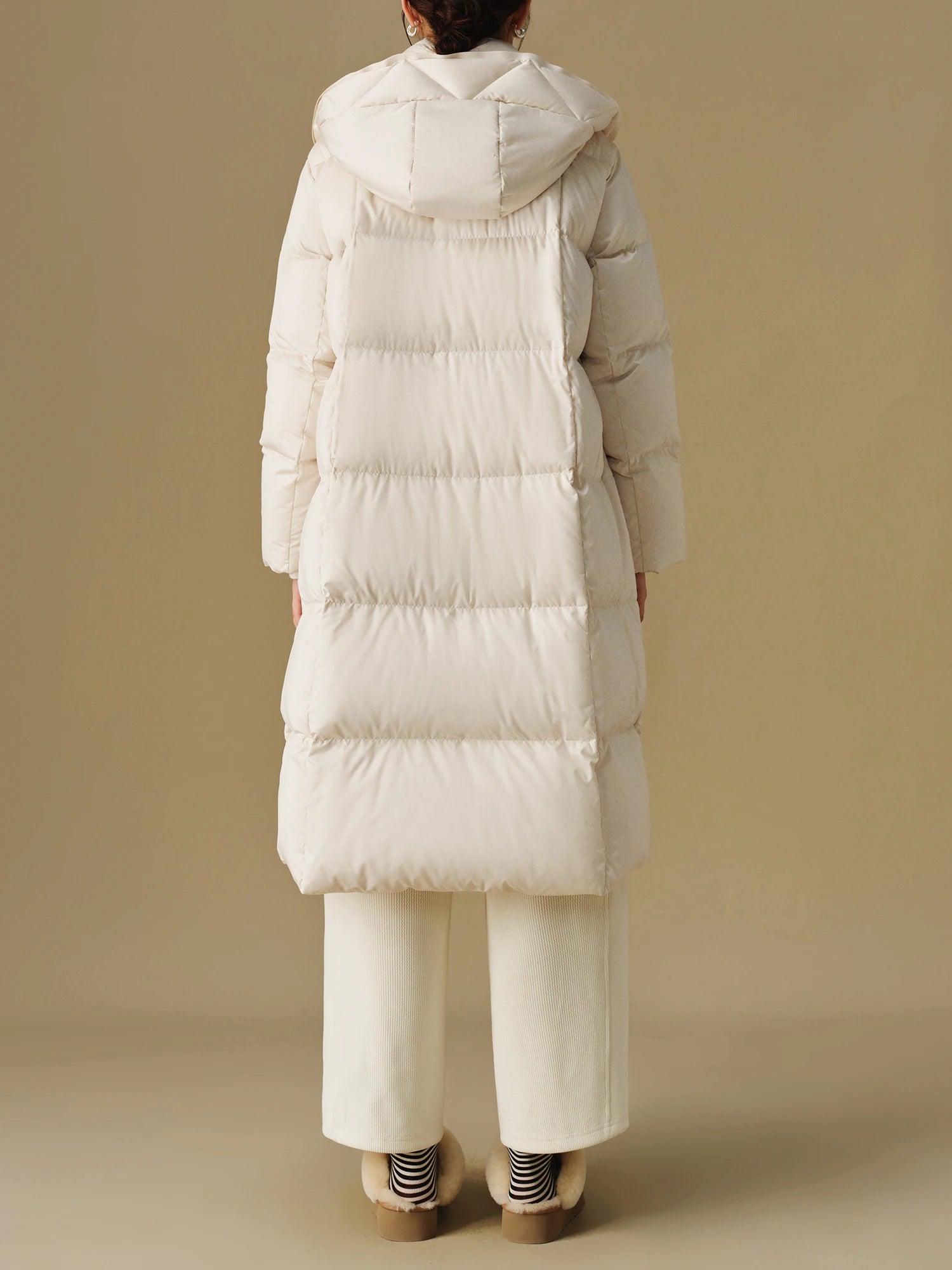 DUSHU Plus Size 239-268G Filling Amount Women's Long Beige Down Jacket 2024 Winter New Warm Cold Resistant Down Jacket 24DS84077