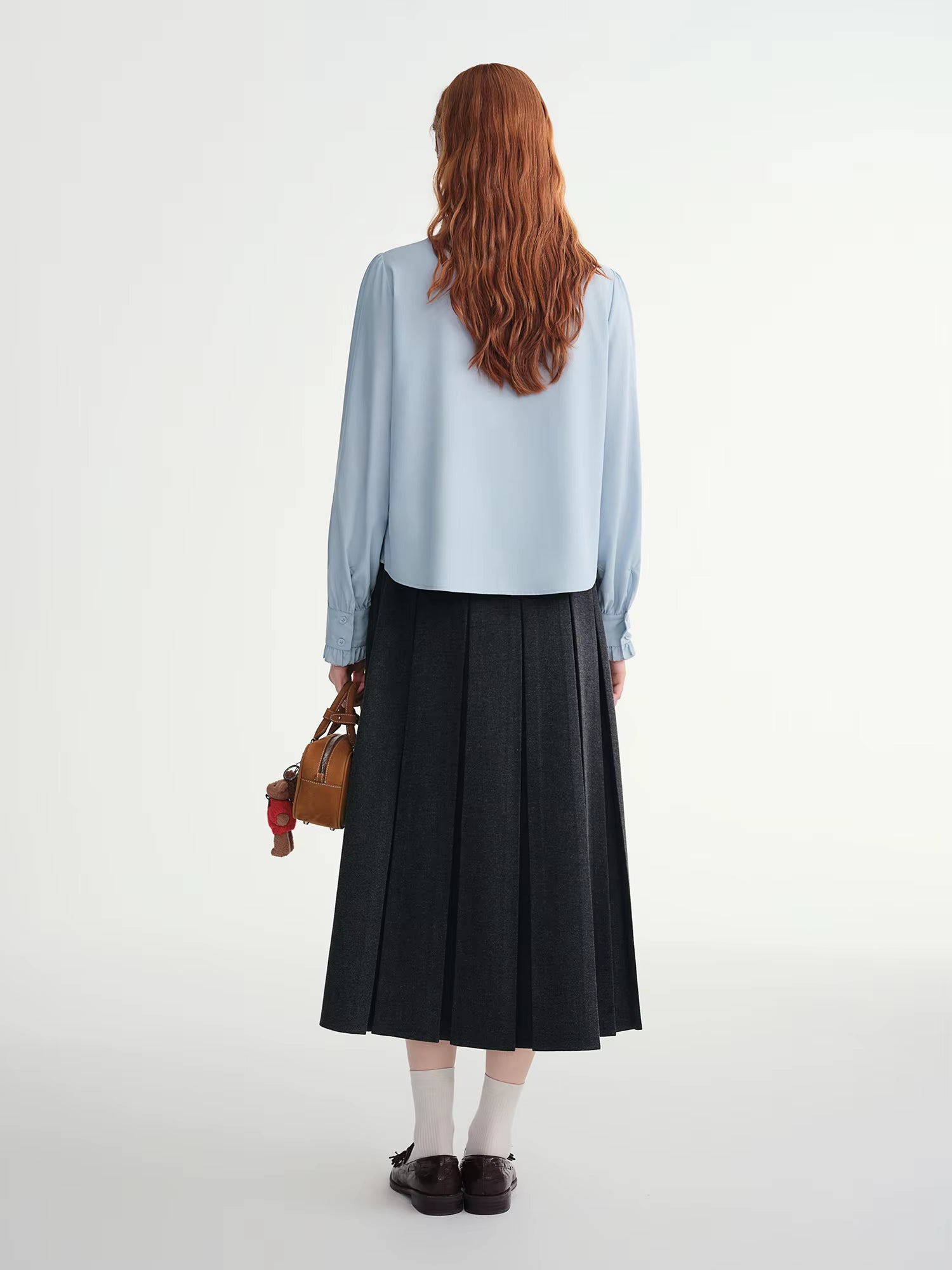 Autumn New Women's Puff Sleeve Blouse 2025 Autumn Winter New Ruffle Collar Tie-Front Shirt Elegant Casual Office Wear Tops