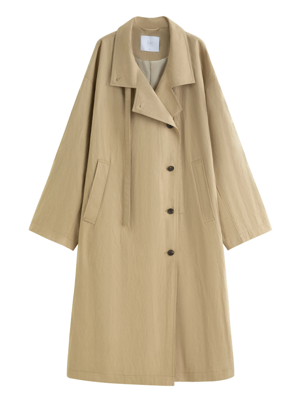 FSLE 2025 New Oversized Turndown Collar Casual Trench for Women 2025 Spring Autumn New Arrival Cotton Coat Long Jacket Khaki
