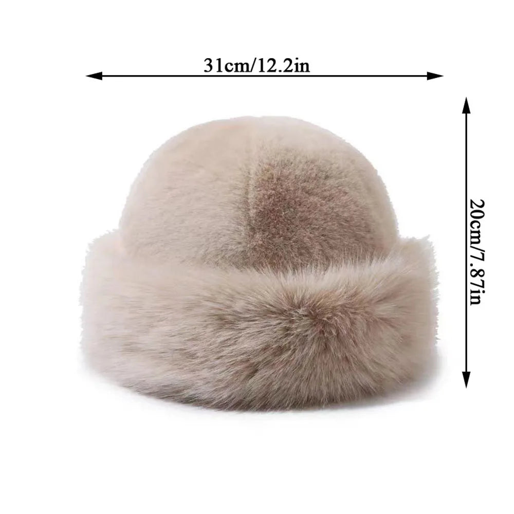 2024 New Women Fluffy Faux Fur Bucket Hat Winter Warm Ear Protection Cap Windproof Panama Caps Fashion White Plush Bucket Hat