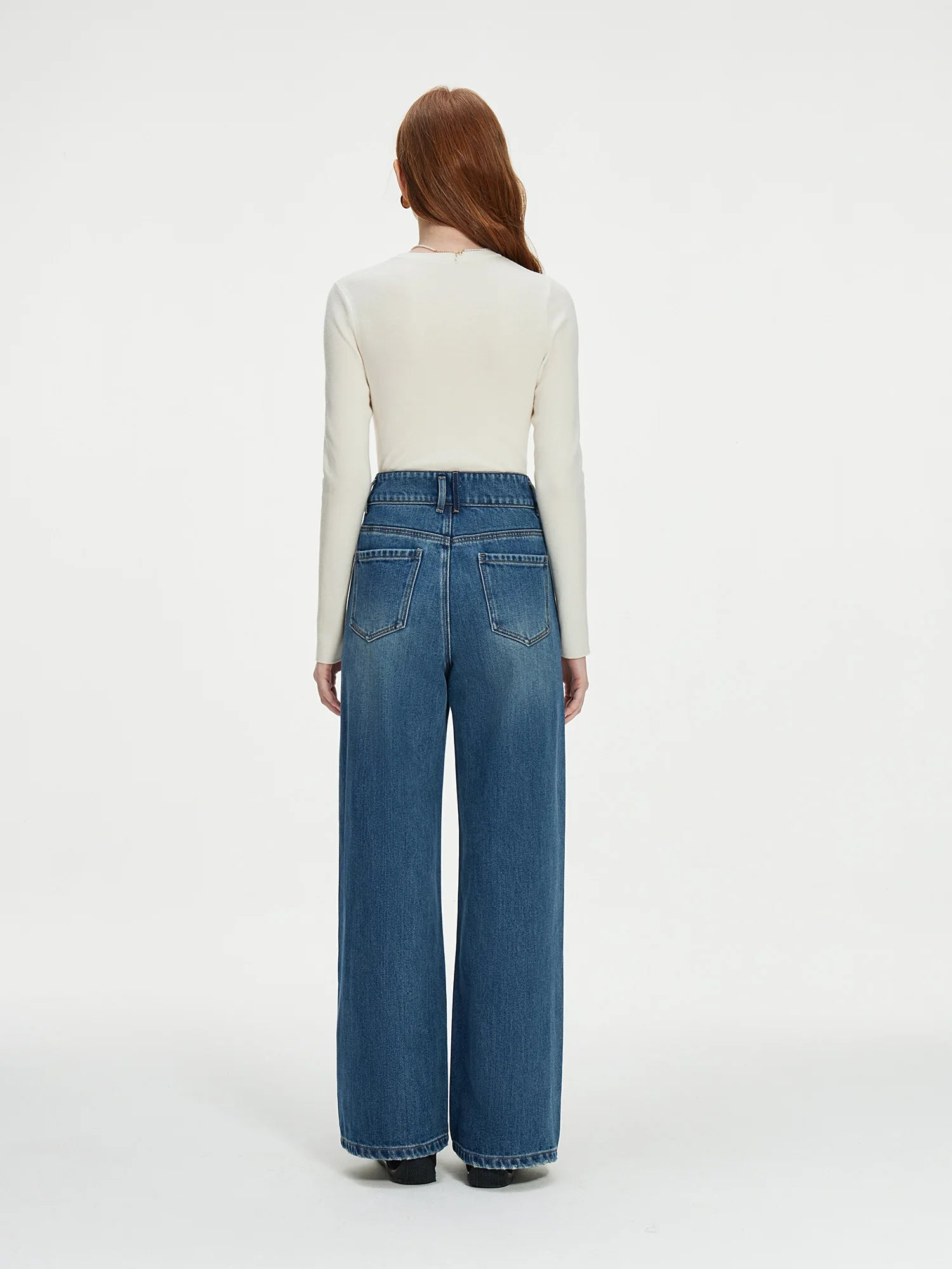 FSLE Office Lady Retro High Waisted Straight Leg Wide Leg Jeans for Women 2024 New Casual Slimming Versatile 24FS14300