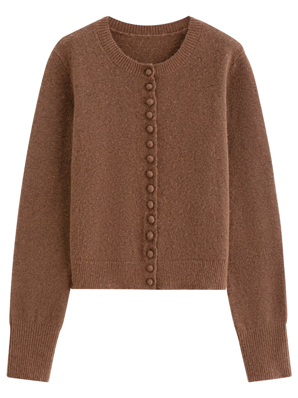 Autumn French Retro Round Neck Wool Blend Knit Cardigan Women 2025 Winter New Arrival Versatile Open Front Coatigan Chic