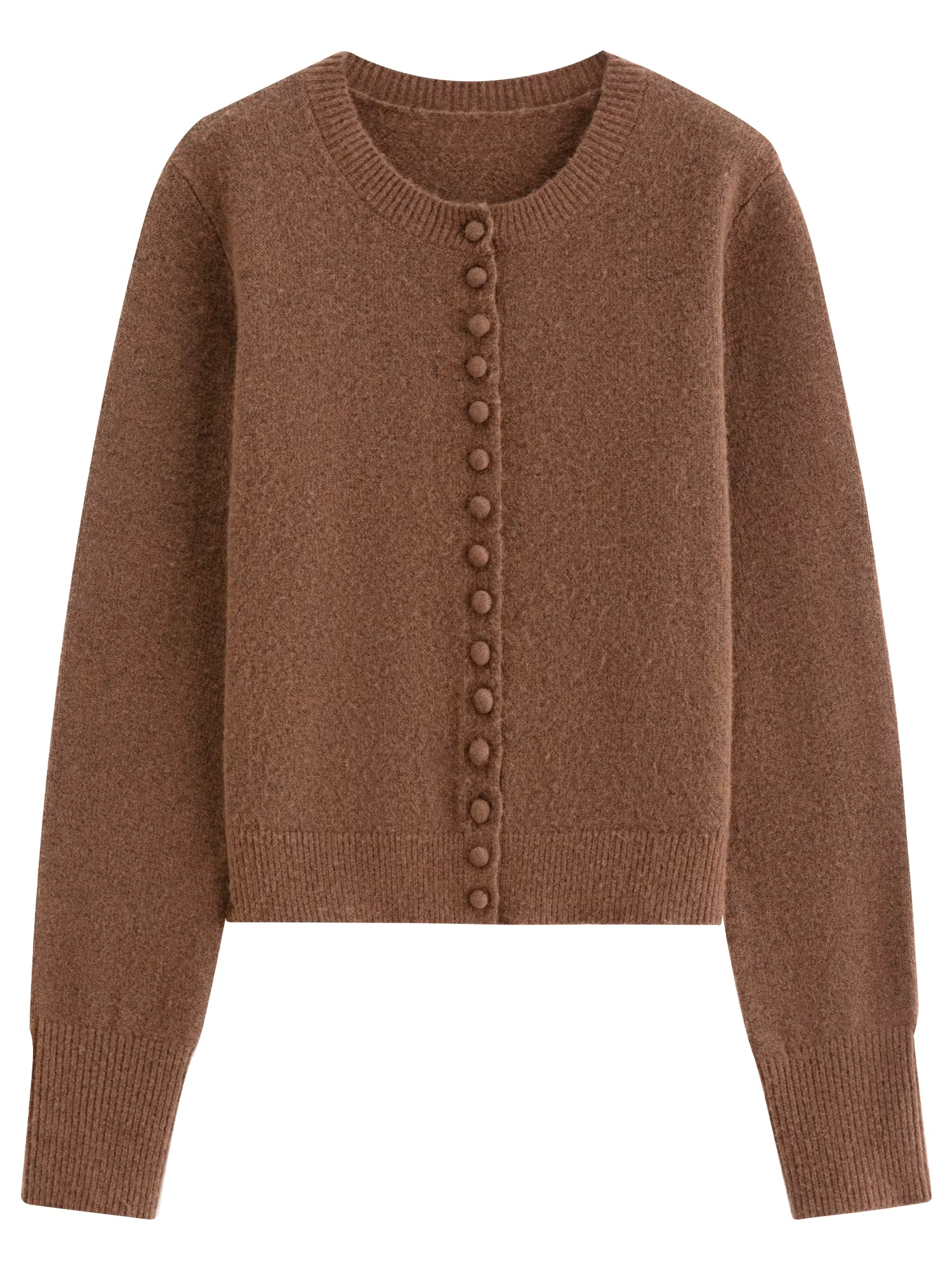 Autumn French Retro Round Neck Wool Blend Knit Cardigan Women 2025 Winter New Arrival Versatile Open Front Coatigan Chic