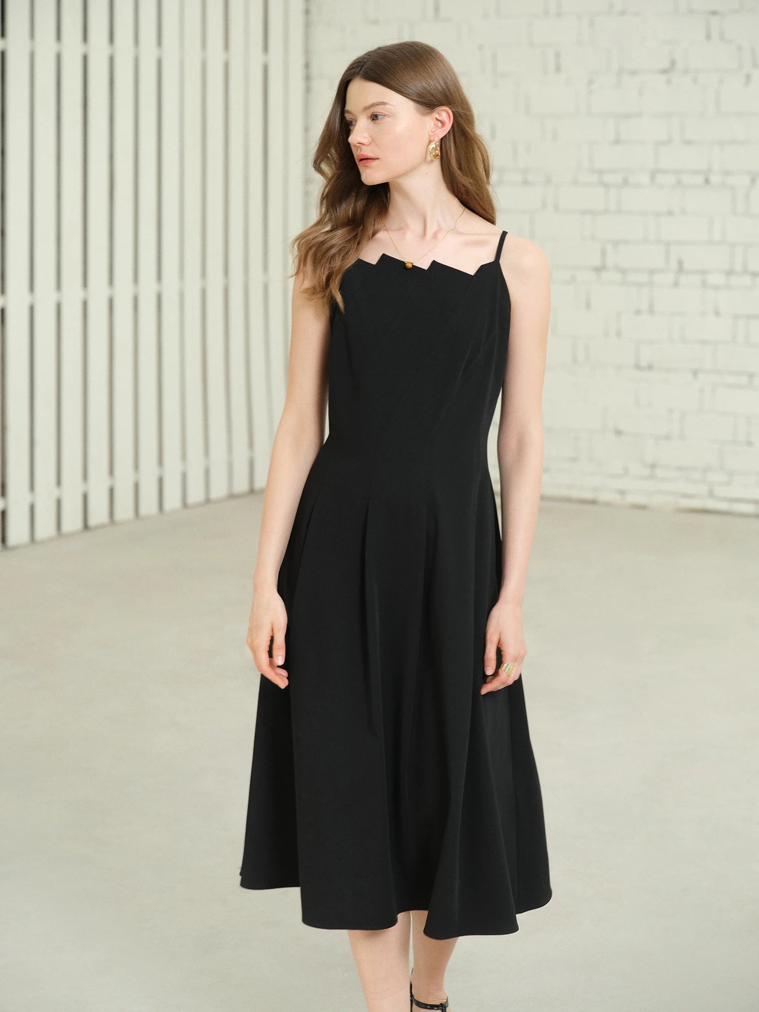 DUSHU 2025 Summer Women's Origami Collar Maxi Dress - Convertible Dual Silhouette & Waist-Emphasizing Elegance
