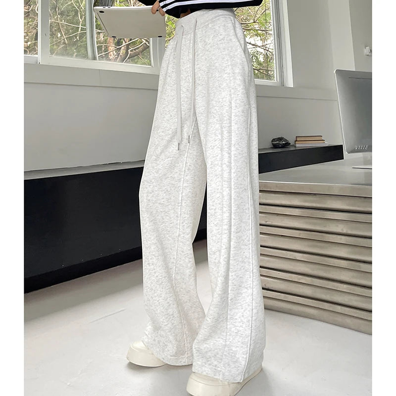 Women Korean Leisure Comfortable Wide Leg Trousers Girls High Waist Casual Grunge Clothes Sweatpants Female Fashion Loose Slacks