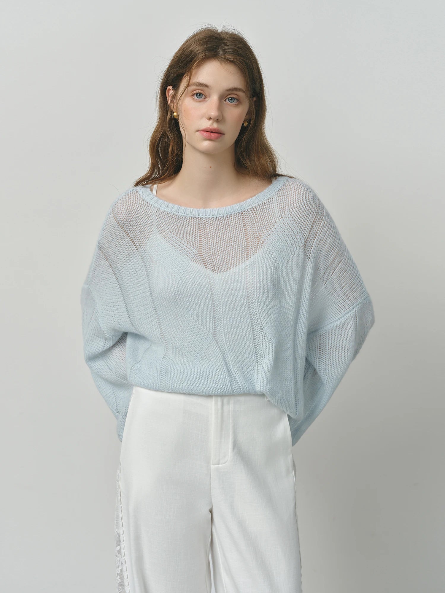 FSLE Alpaca French Lazy Cable Knit Sweater 2025 Autumn New Loose Pullover Sweater