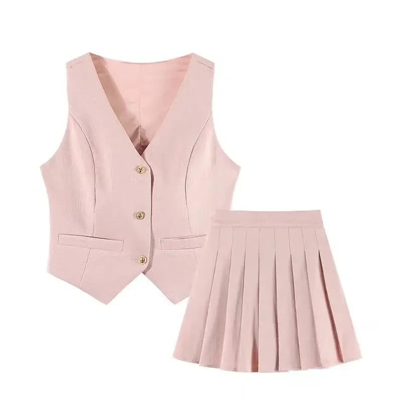 French Style Tweed Vest2-piece Set Women's High-waisted Cropped Skirt Fashionable Summer 2024 Dress Set