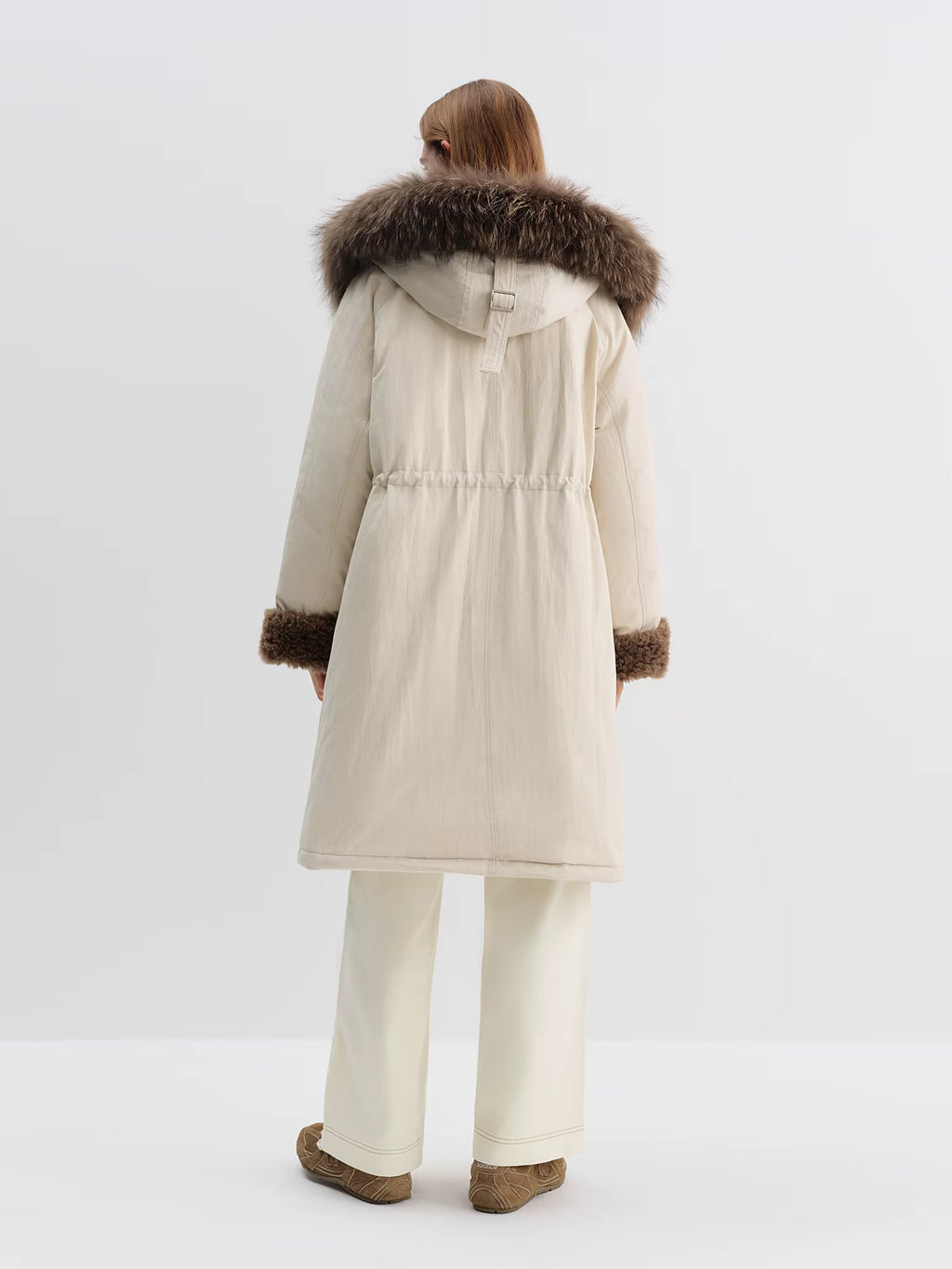 Women's Fur-Lined Down Parka with Wool Blending Mid-Length Winter Jacket for 2025 Winter New Arrival Long Hooded Jacket