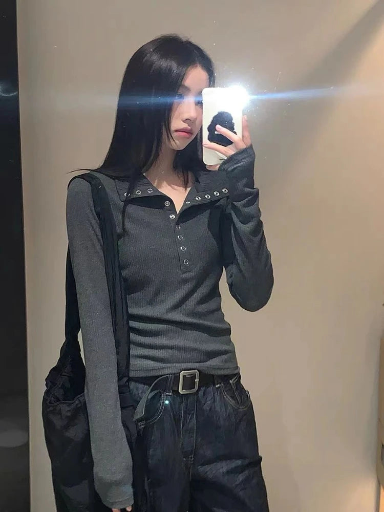 2024 Women's Knitted Sweater Y2K Long Sleeve Pullovers Korean Streetwear Vintage Knit Sweaters for Women Slim Fit Bottoming Tops