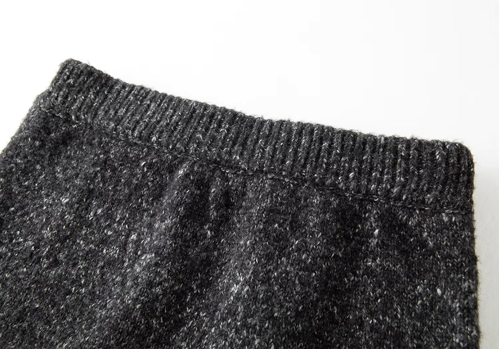 【Premium Series】Autumn Winter V-Neck Knitwear Women Yarn Dyed Cardigan Midi Skirt Two Piece Set Oversize Comfy with Scarf