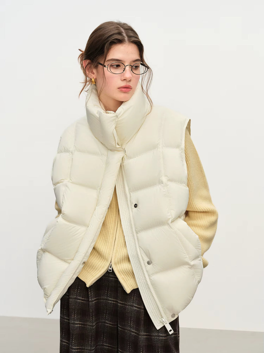 Winter 2025 Women's Korean Style Stand Collar Puffer Vest - Lightweight Down-Free Design Oversized Cloud-Like Fit Casual