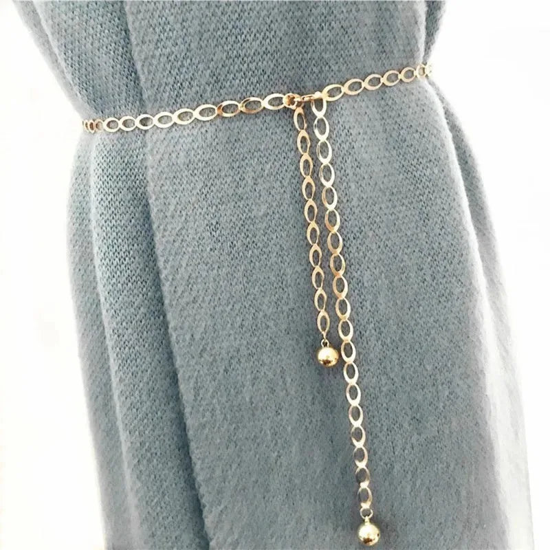 Women Fashion Belts Luxury Designer Belt Retro Silver Carved Hollow Out Chain Belt for Women Elegant Round Metal Women Belt
