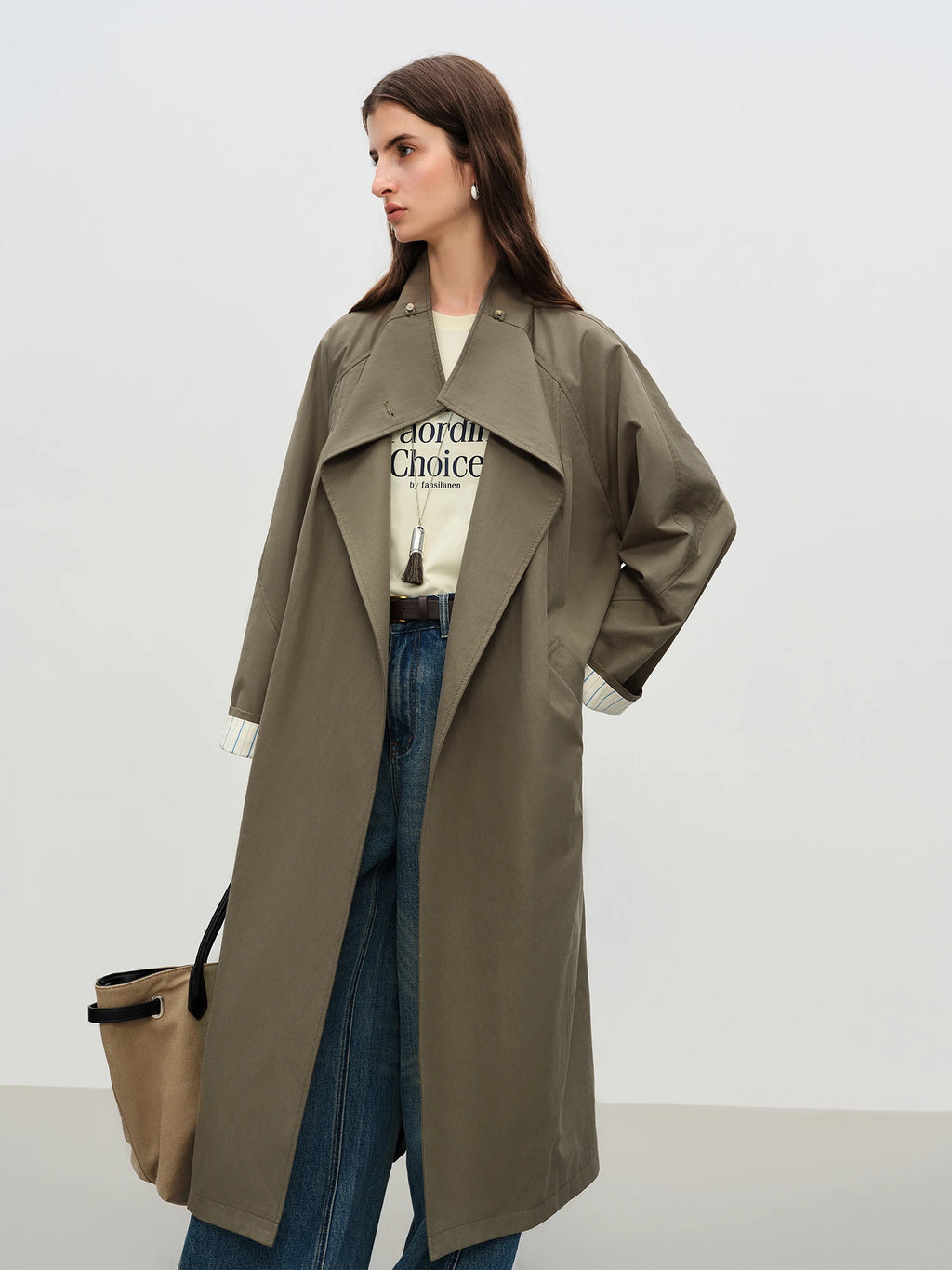 FSLE 【Premium Series】Casual Contrast Color Women's Windbreaker 2025 Autumn New Arrival Drop Shoulder Jacket