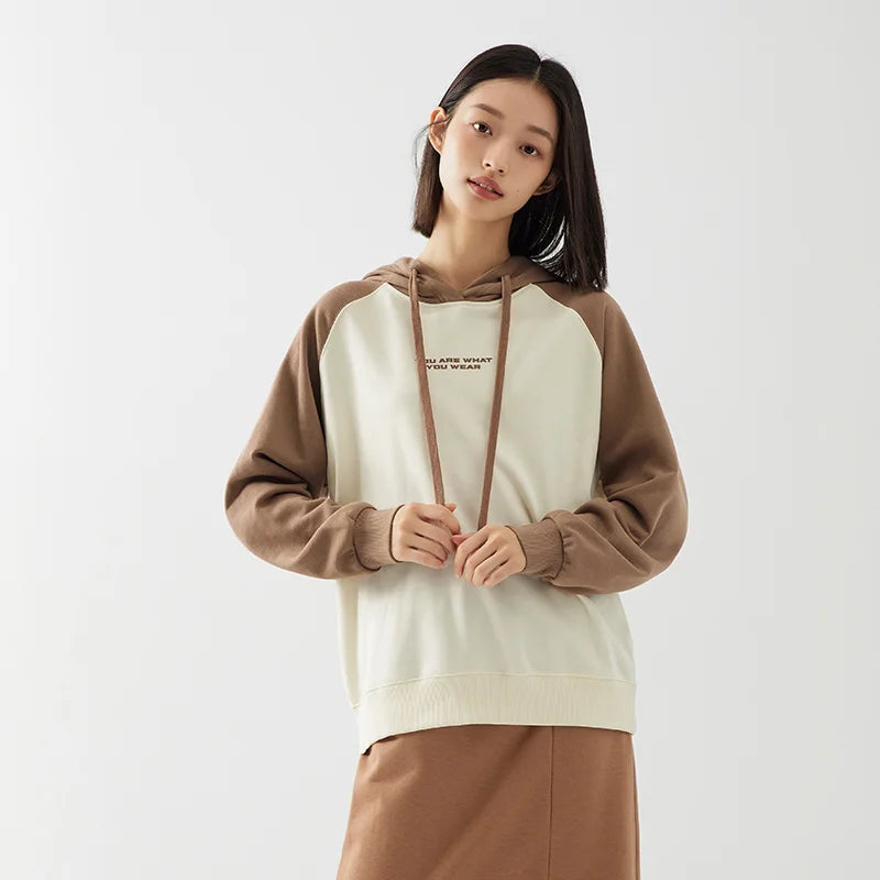 Semir Sweatshirt Women Loose Dropped Shoulder Relaxed Pullover Elegant Autumn Simple Solid Color Versatile Crew Neck Top