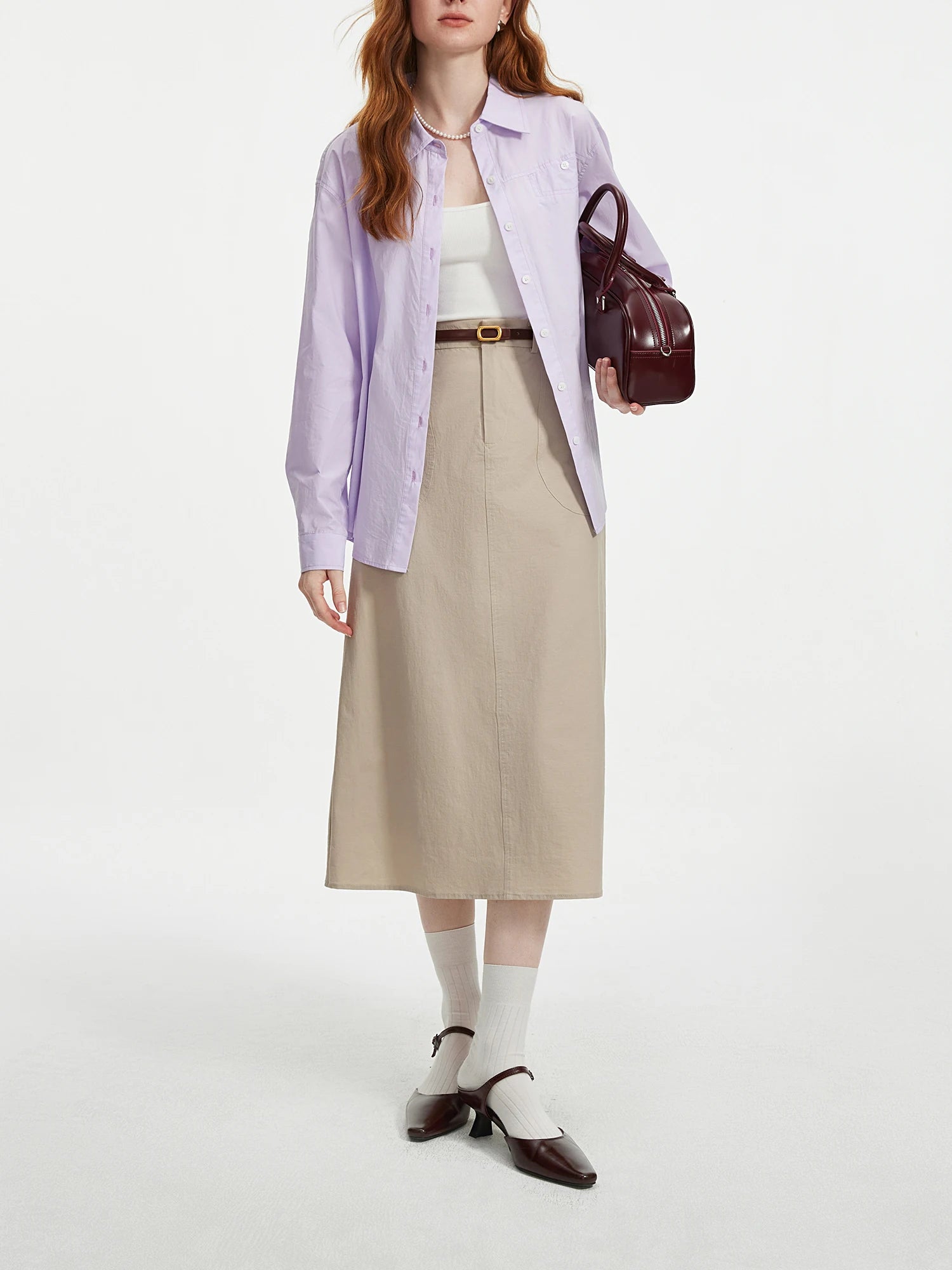 FSLE Office Lady Retro Casual Commuting High Waist Slimming Skirt 2024 Autumn New A-line Women Casual Skirt 24FS13210