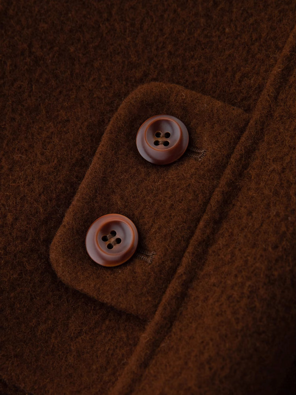 Winter 2025 Women's Horn Button Wool Blend Coat - Korean Style Double Faced Midi Length Stand Collar Casual Elegance