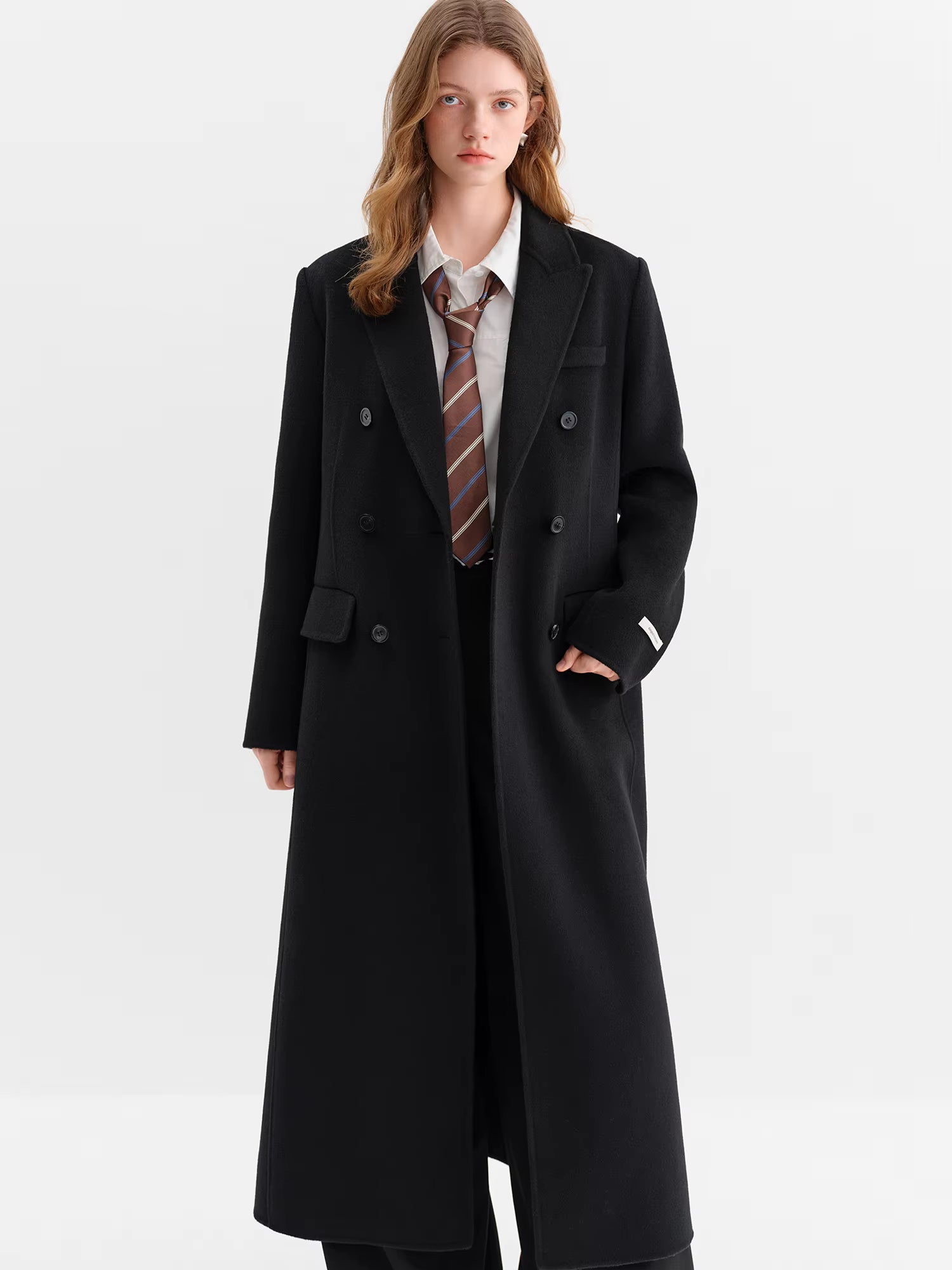 Women Tailored Coat with Double-Faced Tweed Oversized Flattering Silhouette Premium Wool Outerwear 2025 Winter New Arrival