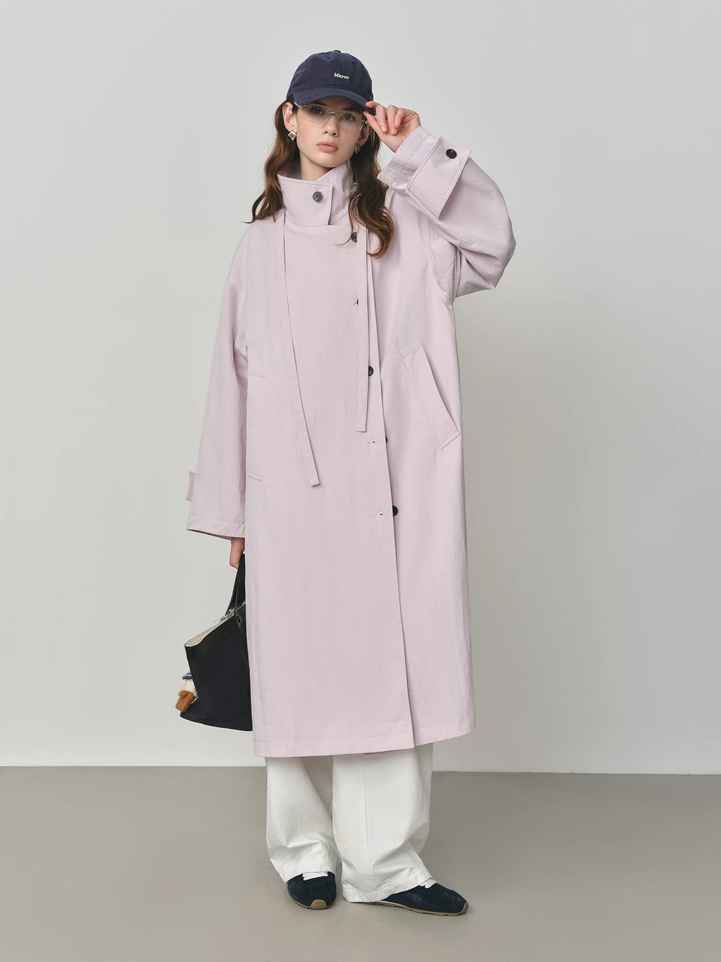 FSLE 2025 New Oversized Turndown Collar Casual Trench for Women 2025 Spring Autumn New Arrival Cotton Coat Long Jacket Khaki