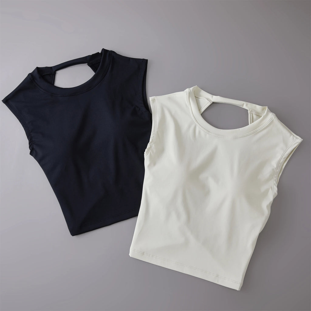 Yoga Short Sleeved Women's Fixed Chest Pad Sexy Backless Short Sports T-Shirt Sexy Yoga Tops Waist Slimming Fitness Vest