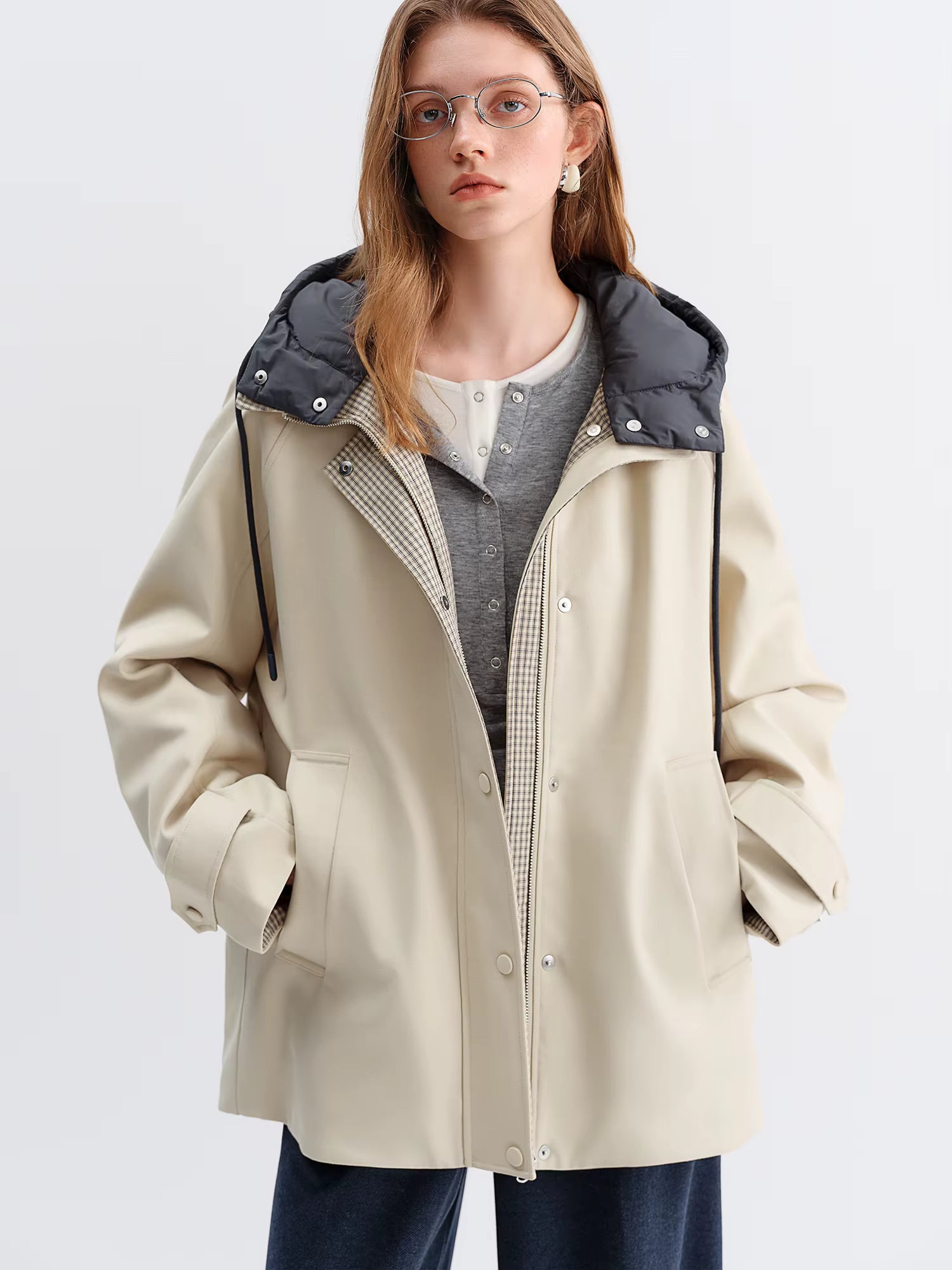 Vintage Color Blocked Chic Parka-Style Mid-Length Down Jacket for Women Winter 2025 New Arrival Keep Warm Casual Down Coats