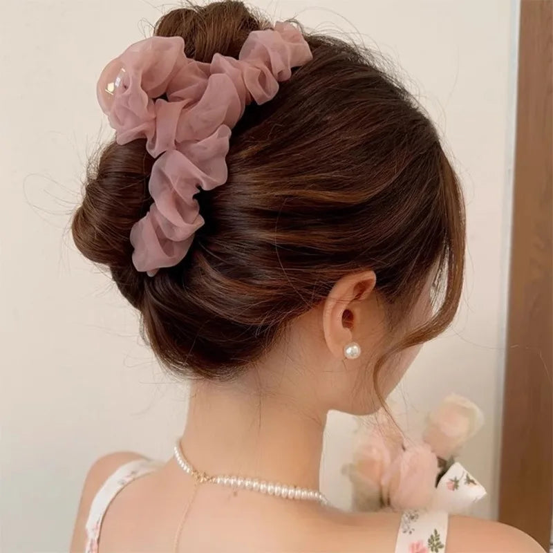 Large Mesh Hairpin Temperament Elegant Women Hair Claw Clips Princess Headdress Fashion Grab Clip Female Hair Accessories 2023