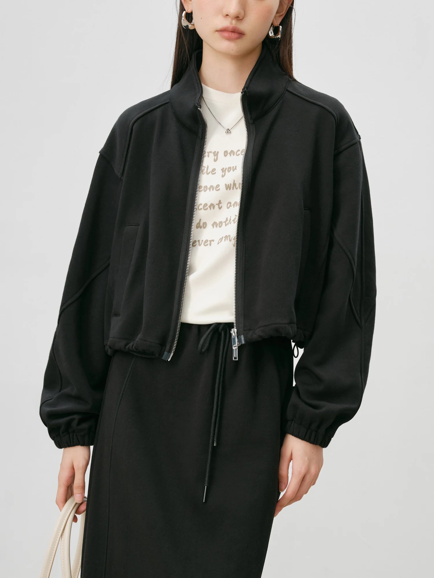 ZIQIAO Petite Size Casual Hoodie Jacket, Half Skirt Set Women's 2024 Autumn/winter New Item Casual Loose 24ZQ93236+24ZQ93235