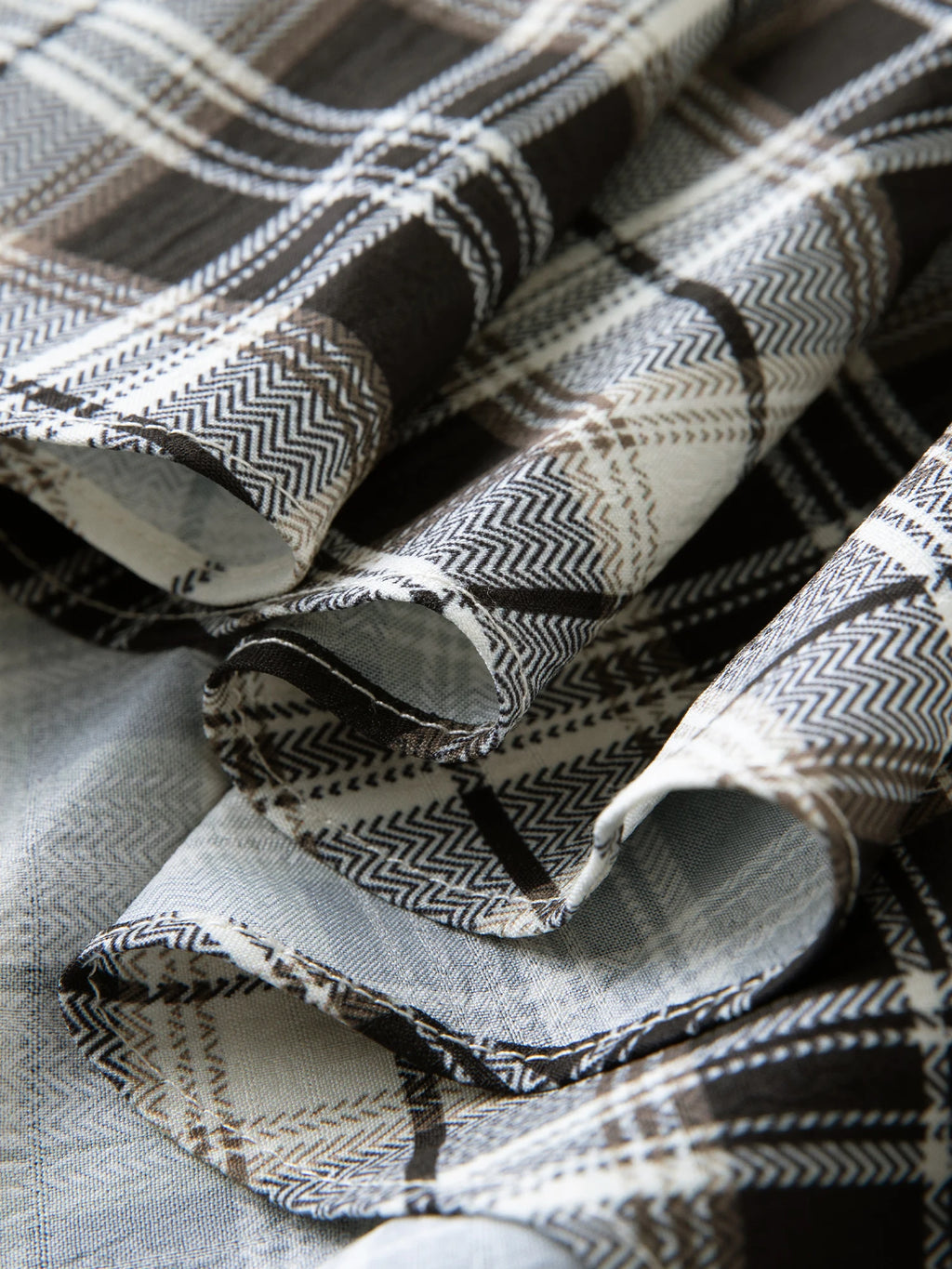 DUSHU Plus Size Women's [South France Story] Irregular Deconstructed Checkered Retro French Long A-Line Skirt