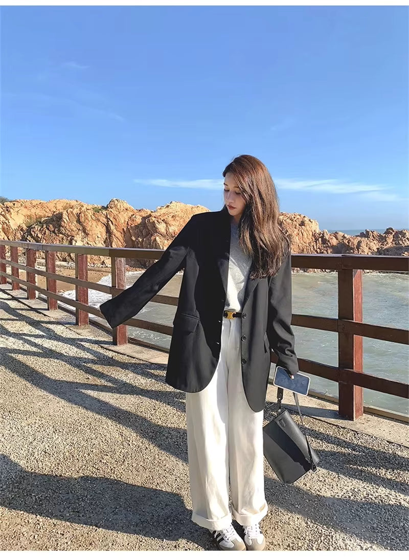 Loose White Wide Leg Jeans Women Drape High Waist Straight Wide Leg Pants Mopping Pants