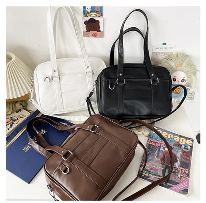 Japanese Preppy Style Shoulder Bag Women PU Leather JK Uniform Bag Girls Handbags Pure Color Crossbody Bags Itabag Tote Bolso