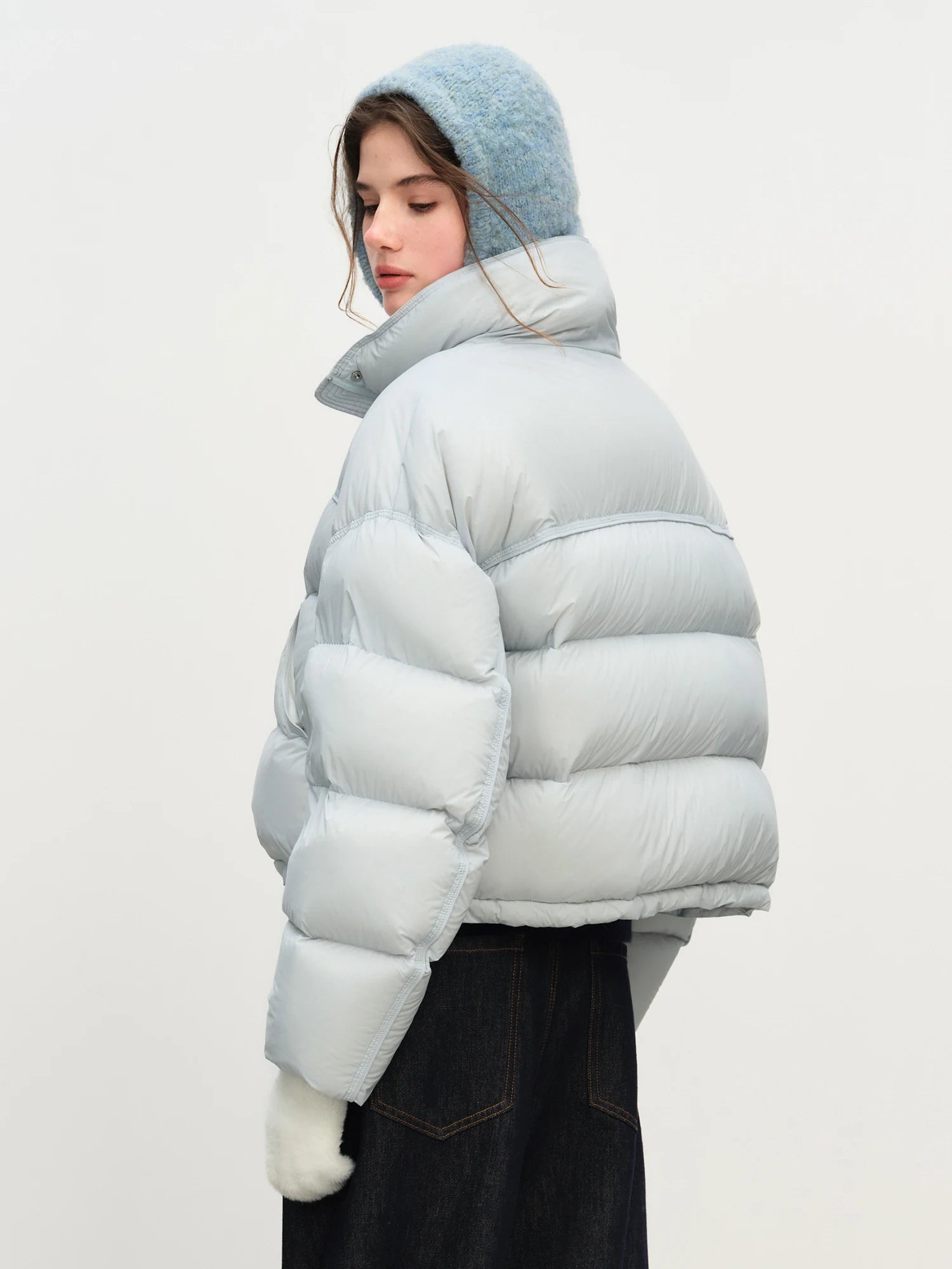 Winter 2025 Women Cloud-Like Puffer Coat - Stand Collar Short Down Jacket Lazy Chic Style Glossy Finish for Casual Comfort