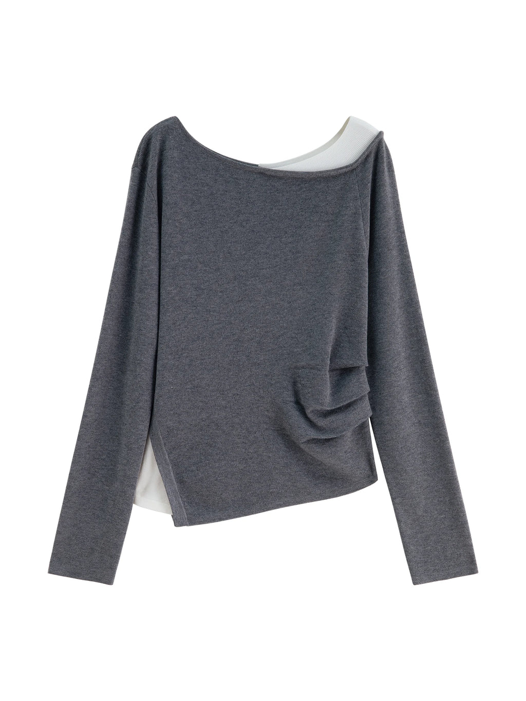 ZIQIAO Gray Mock Two-Piece Knit Set for Petite Women Fall 2025 New Arrival Elegant Complete Outfit Gray White Striped Top Skirt