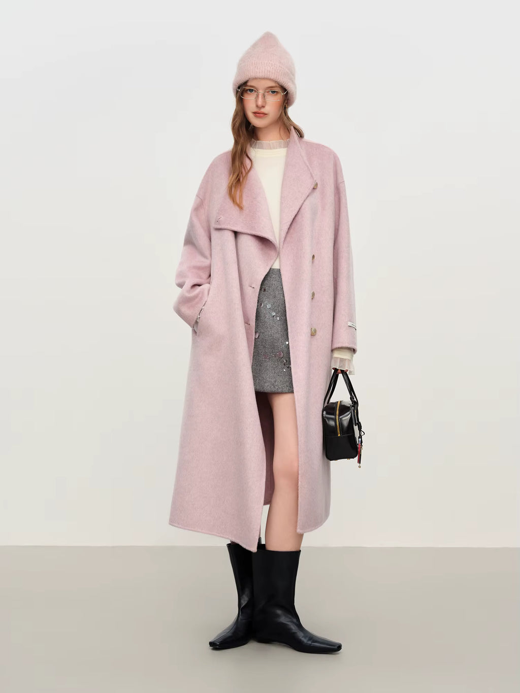 【Premium Series】Cashmere Luxury Casual Standalone Collar Elegant Double Faced Overcoat Women 2025 New Arrival Wool Coat