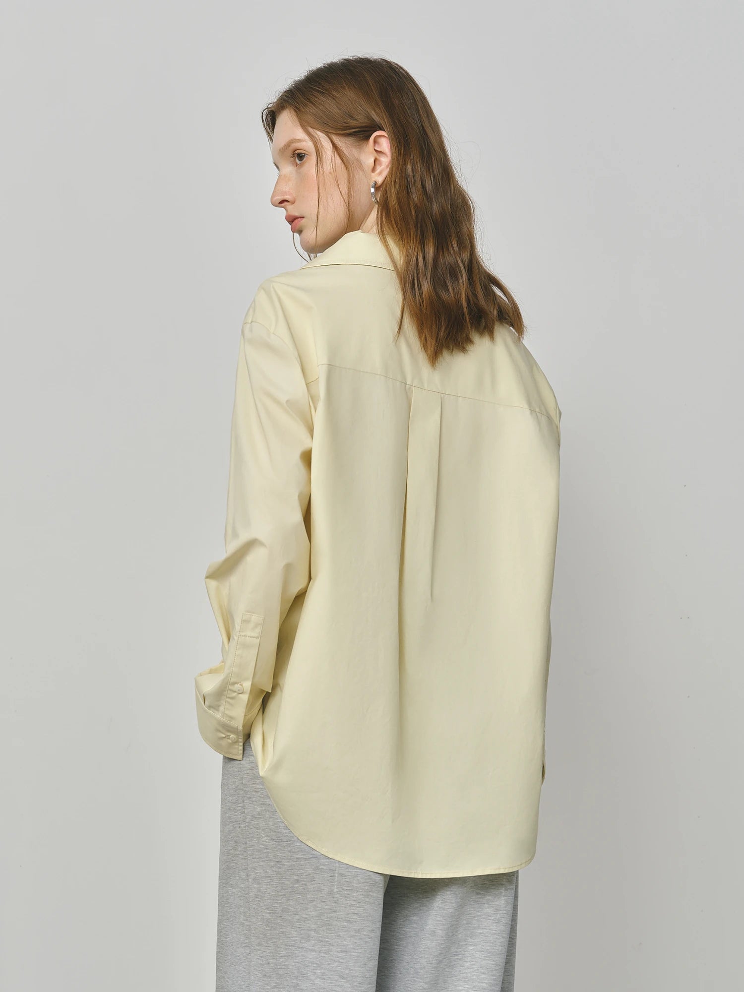 FSLE 2025 Women's Color Block False Two-Piece Shirt - Pullover Office Casual Blouse Autumn Loose Fit Top with Layered Design