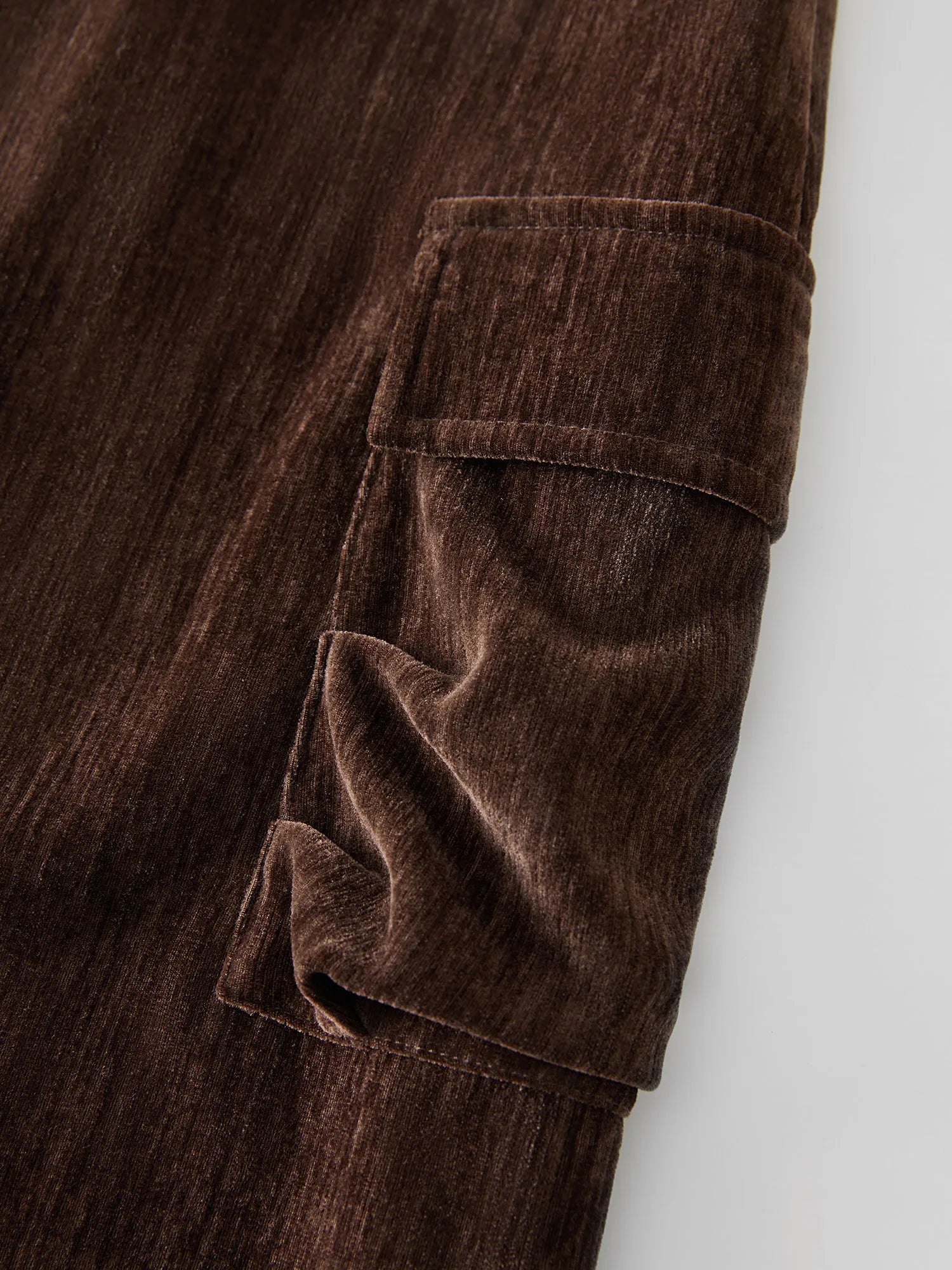 FSLE Women Winter Velvet Long Brown Skirts Casual Style Pocket Decoration Female A-LINE Skirt Back Zipper Women Skirt 24FS14668