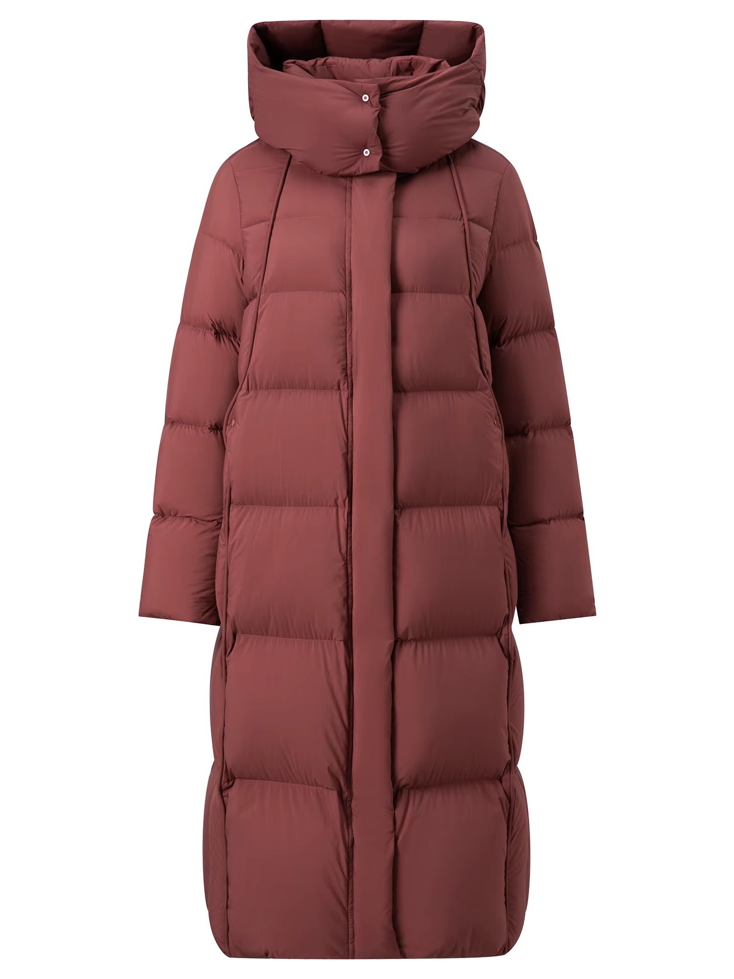 Puff Hooded Color Matching Knee-length Down Jacket Women's Winter 2025 New Cold-proof Warm Coats Simple Leisure