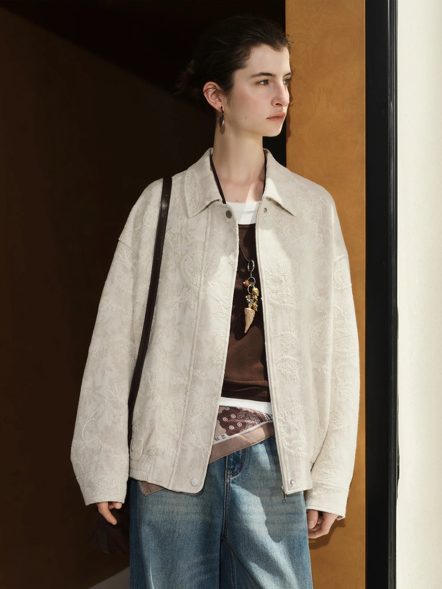 FSLE【Premium Series】 Retro Cashew Flower Casual Jacket Linen Coat Women 2025 Autumn