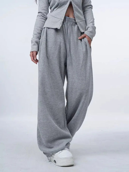 HOUZHOU Y2k Gray Sports Sweatpants Woman Baggy Harajuku Oversized High Waist Joggers Pants Korean Fashion Loose Trousers Casual