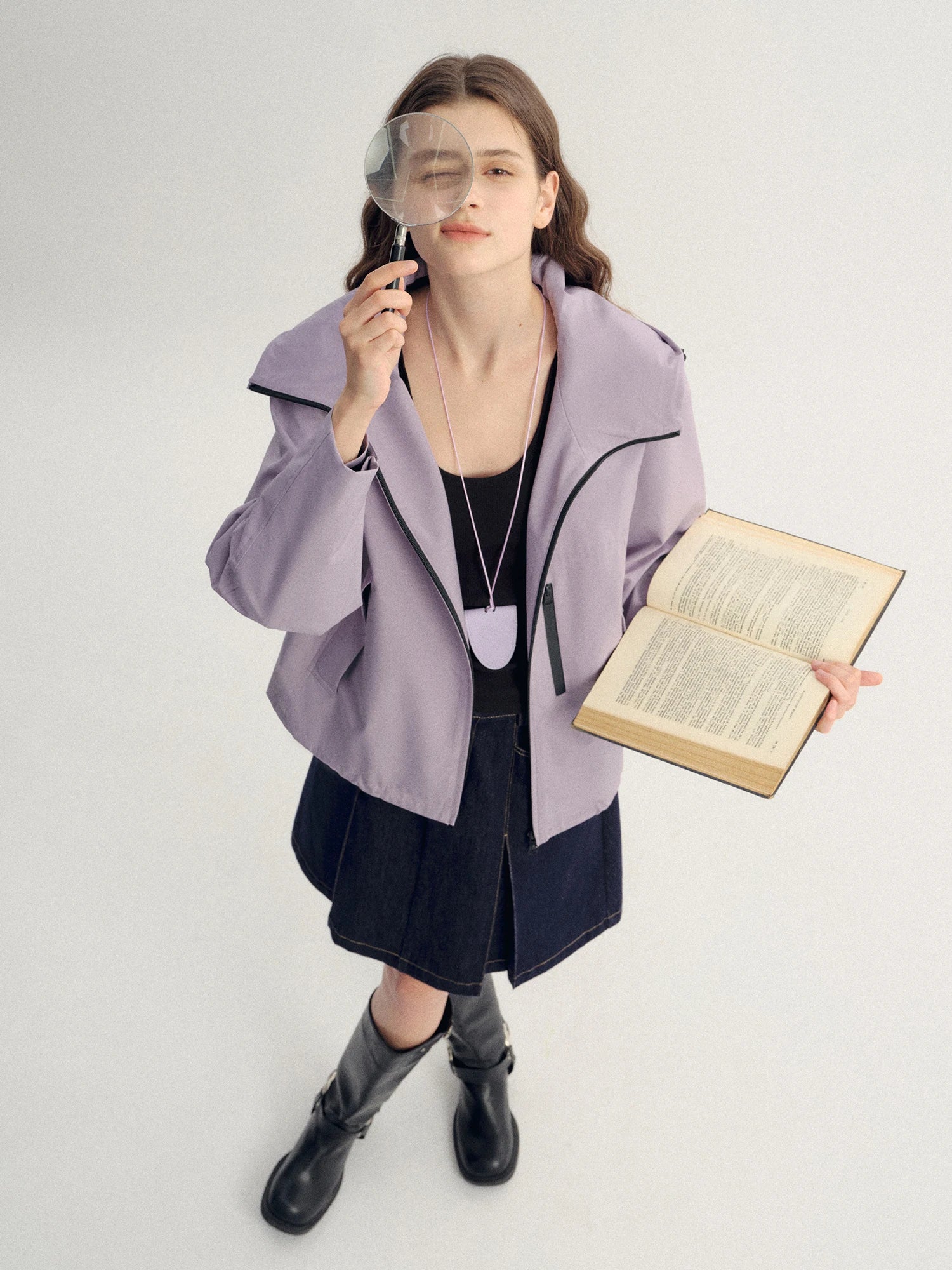Plus Size Women Outdoor Roaming Triple Protection Windproof Short Jacket Stand-Up Collar Hood Autumn 2025 New Arrival