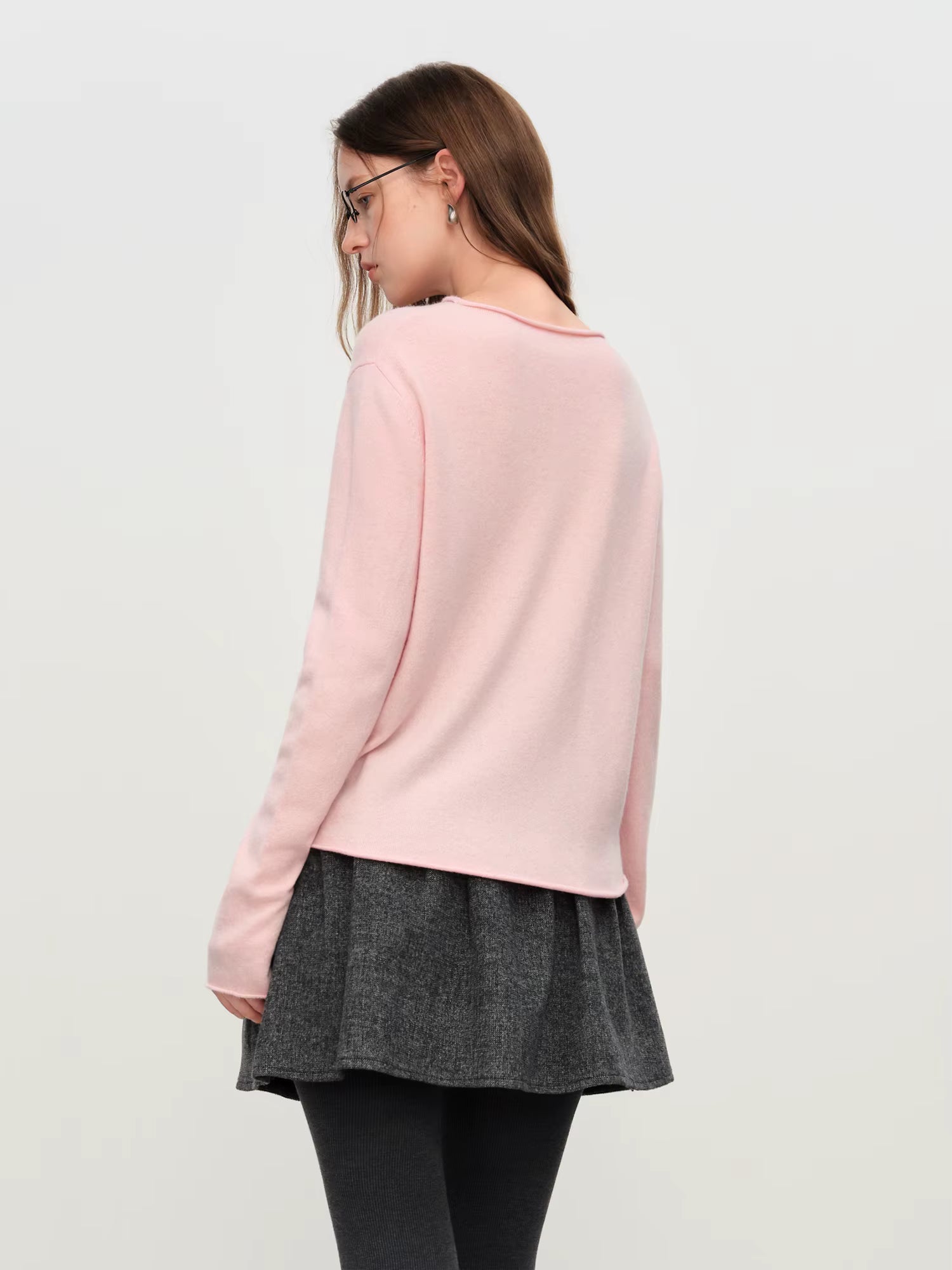 2025 Winter Women's Lace Trim Knit Sweater - Round Neck Wool Blend Pullover Top with Soft Touch for Casual Comfort