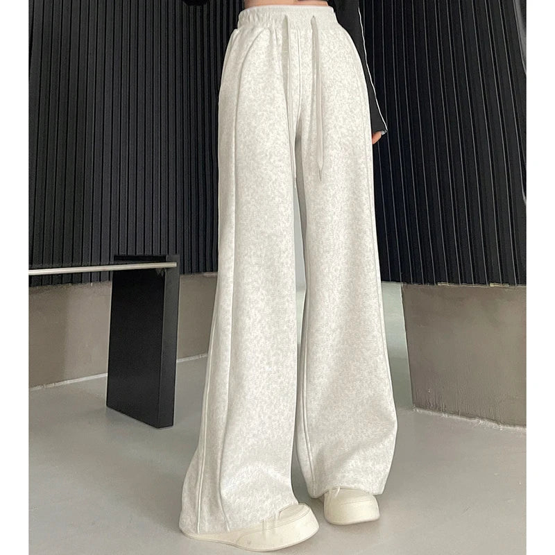 Women Korean Leisure Comfortable Wide Leg Trousers Girls High Waist Casual Grunge Clothes Sweatpants Female Fashion Loose Slacks