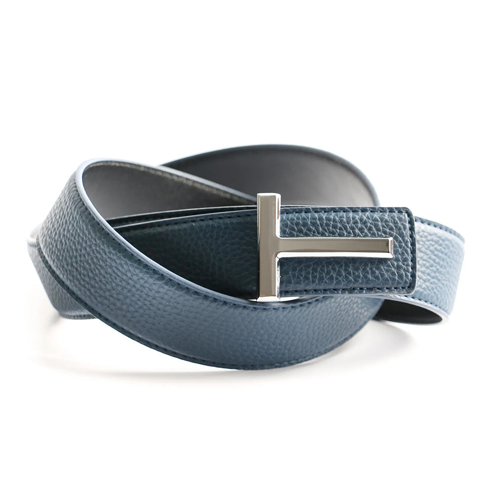 Top Luxury Designer Brand Brass T Buckle Belt Men High Quality Women Genuine Real Leather Dress Strap for Jeans Waistband Grey