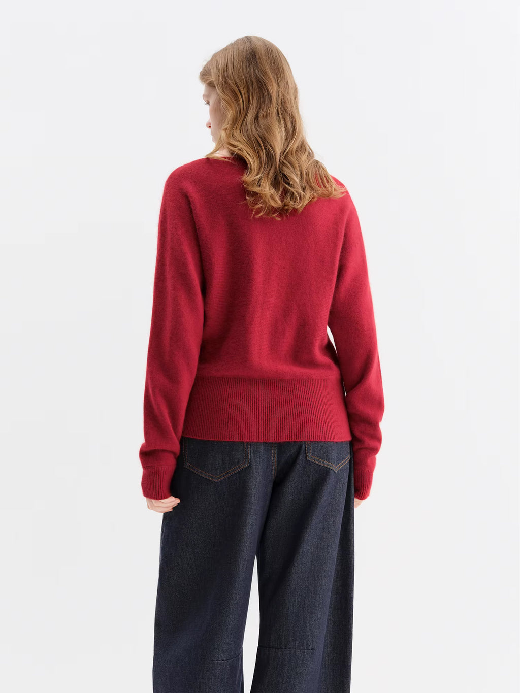 Soft Butterfly Pleated Close-Fitting Crew Neck Knit Sweater for Women Winter 2025 New Arrival Red Sweaters Sweet Pullovers