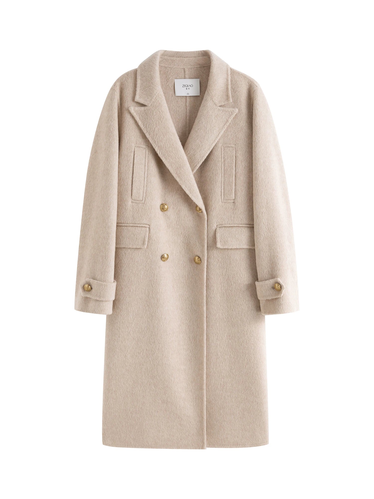 ZIQIAO Petite Size 100% Sheep Wool Suit Collar Tweed Jacket For Women 2024 Winter New Design 2 Colors Wool Warm Coat 24ZQ94126