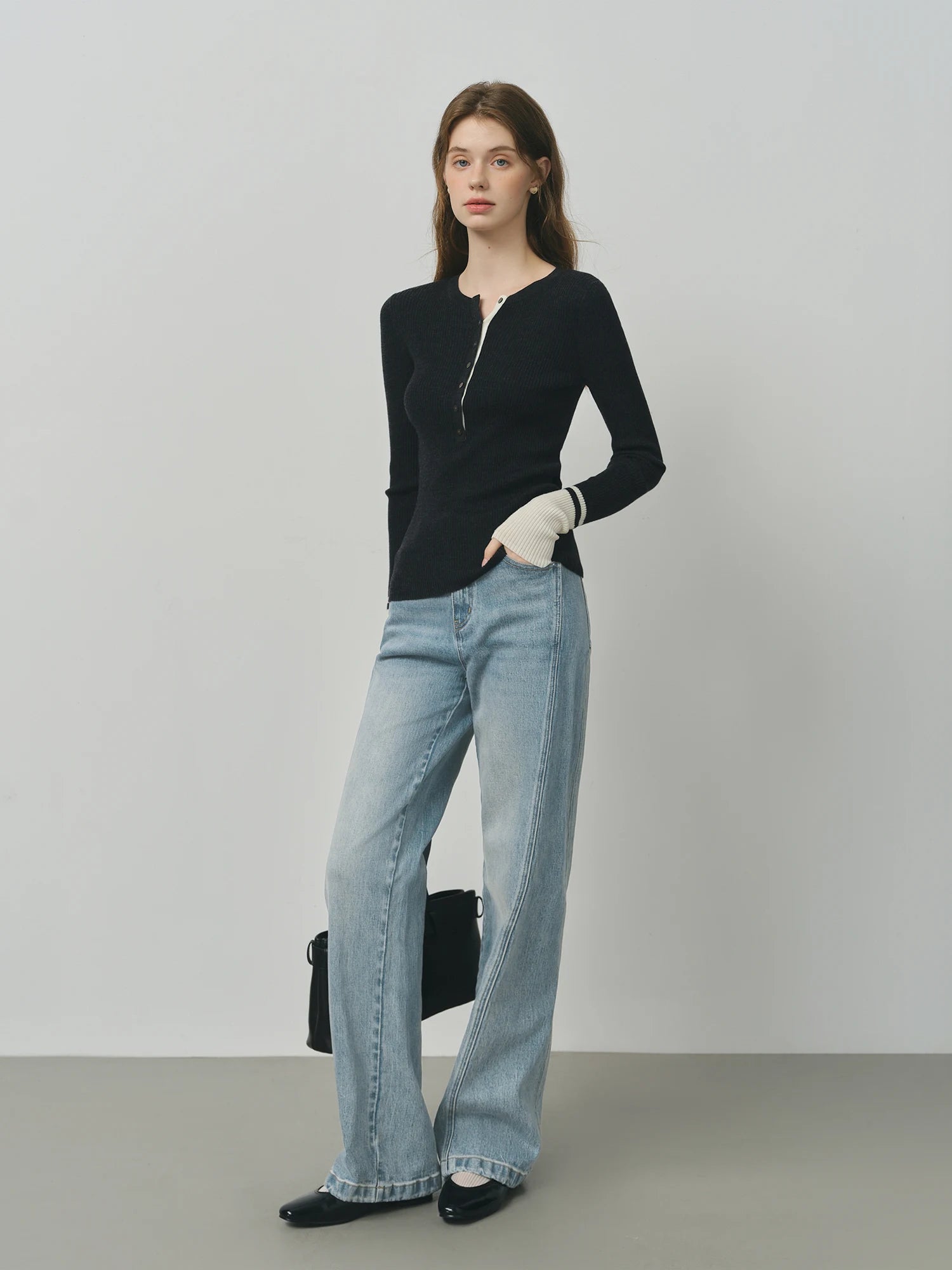 FSLE Retro Raw Denim High-waist Straight-leg Jeans Women's 2025 Early Autumn New 3D Cut Slimming Jeans