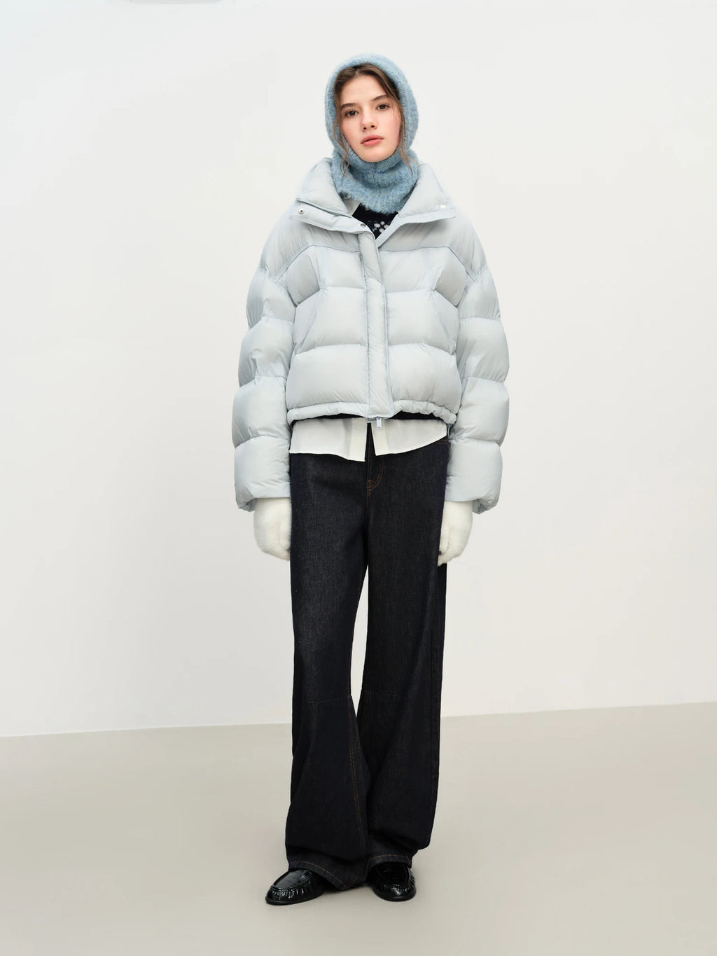 Winter 2025 Women Cloud-Like Puffer Coat - Stand Collar Short Down Jacket Lazy Chic Style Glossy Finish for Casual Comfort