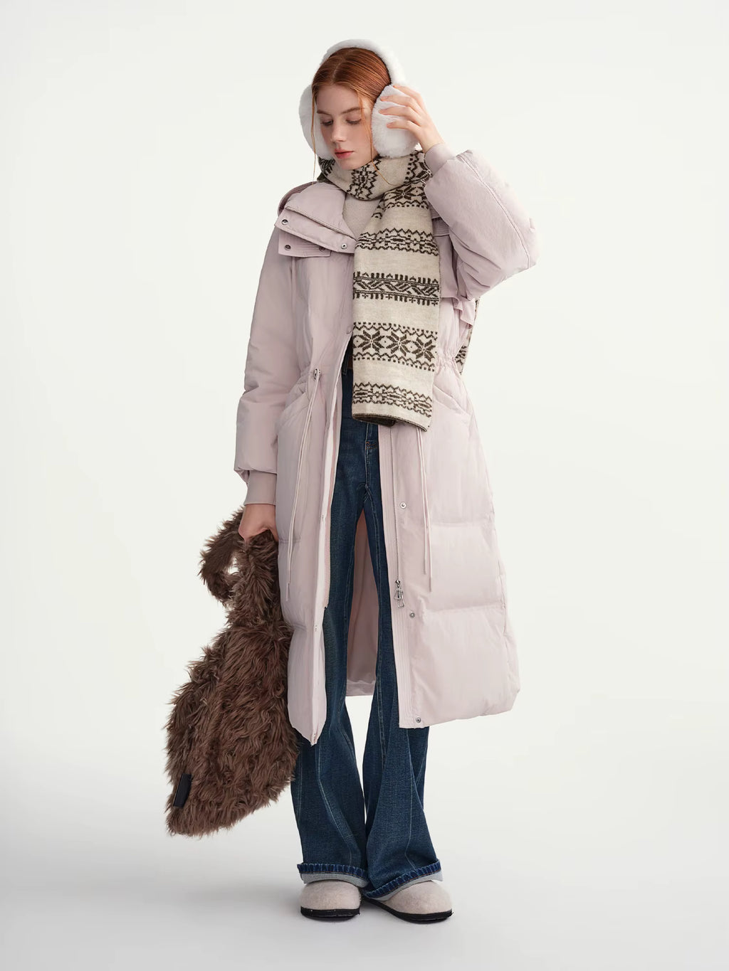 2025 Plus Women's Long Puffer Coat Hooded Belted Waist Down Jacket Slim Fit Winter Warm Thermal Parka Trench Overcoat