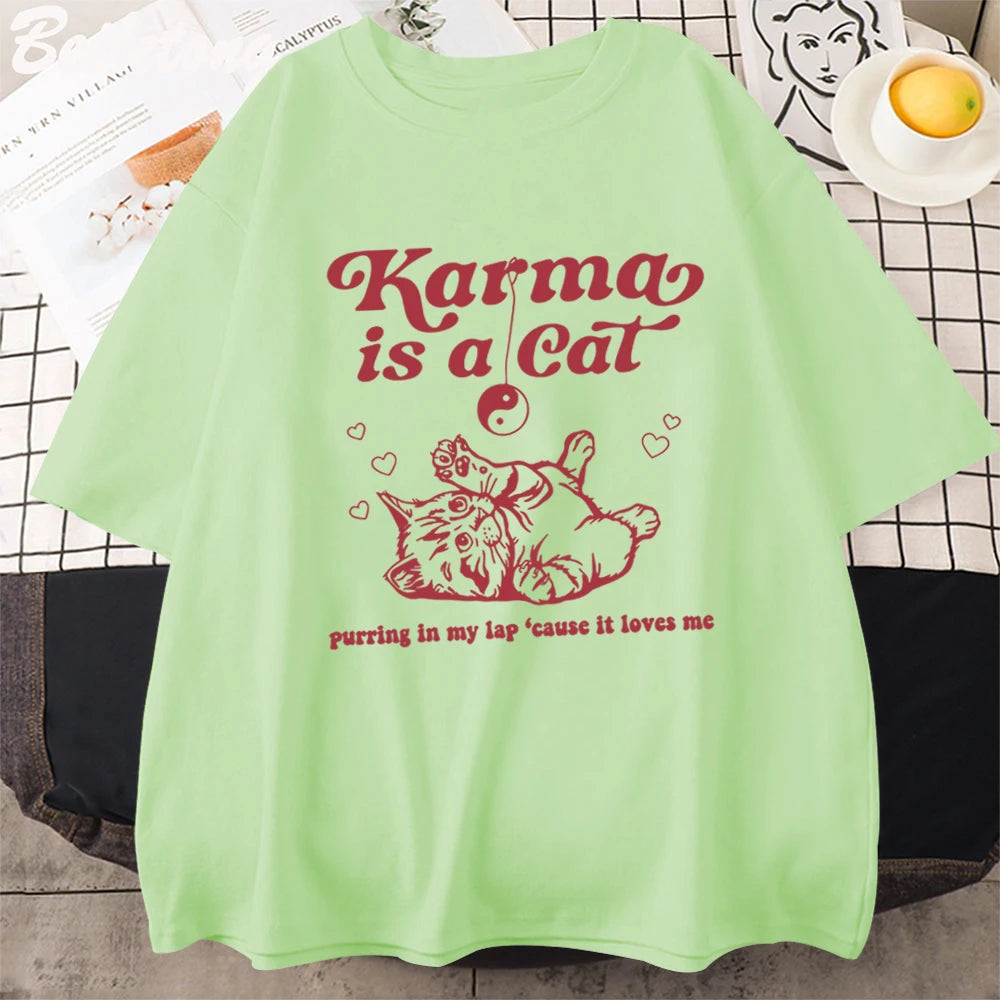 Karma Is A Cat 2023 Taylor Midnights Album Tshirt Short Tee Shirt Meet Me at Midnight Tops Camisetas Unisex Dropshipping