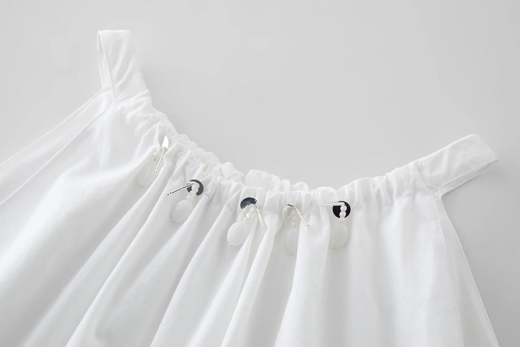 ZIQIAO 【Self-Pleasing Little White Dress】- 2025 Summer Elaborate Embroidered Strapless Long Dress for Petite Women