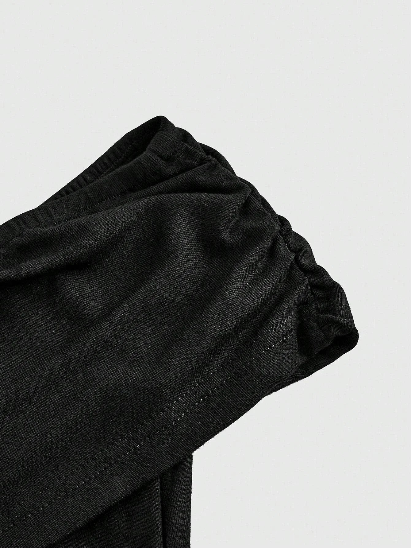 Sexy Off The Shoulder Fold Over Collar Pleated T-Shirt Women Summer 2024 Solid Color Slim Fit Crop Tee Top Streetwear Y2K
